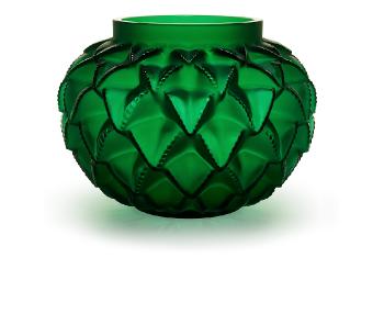 Vase languedoc grand modèle en édition numérotée, cristal vert vert - Lalique